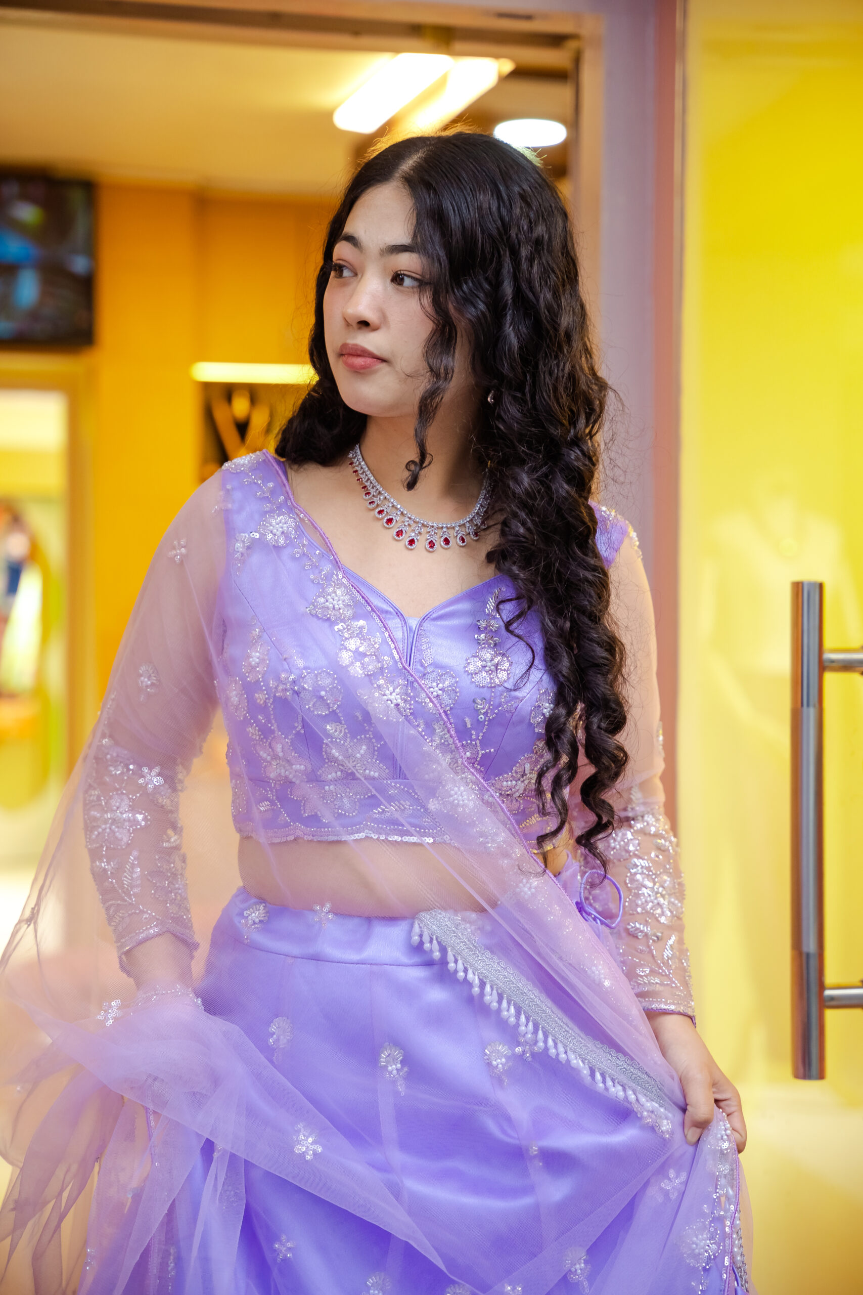 Embroidered Self Design Net Semi Stitched Lehenga Choli For Women